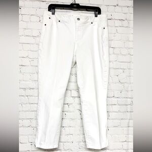 TALBOTS White Signature Crop Jeans | Capri | Ankle Zip | Size 14